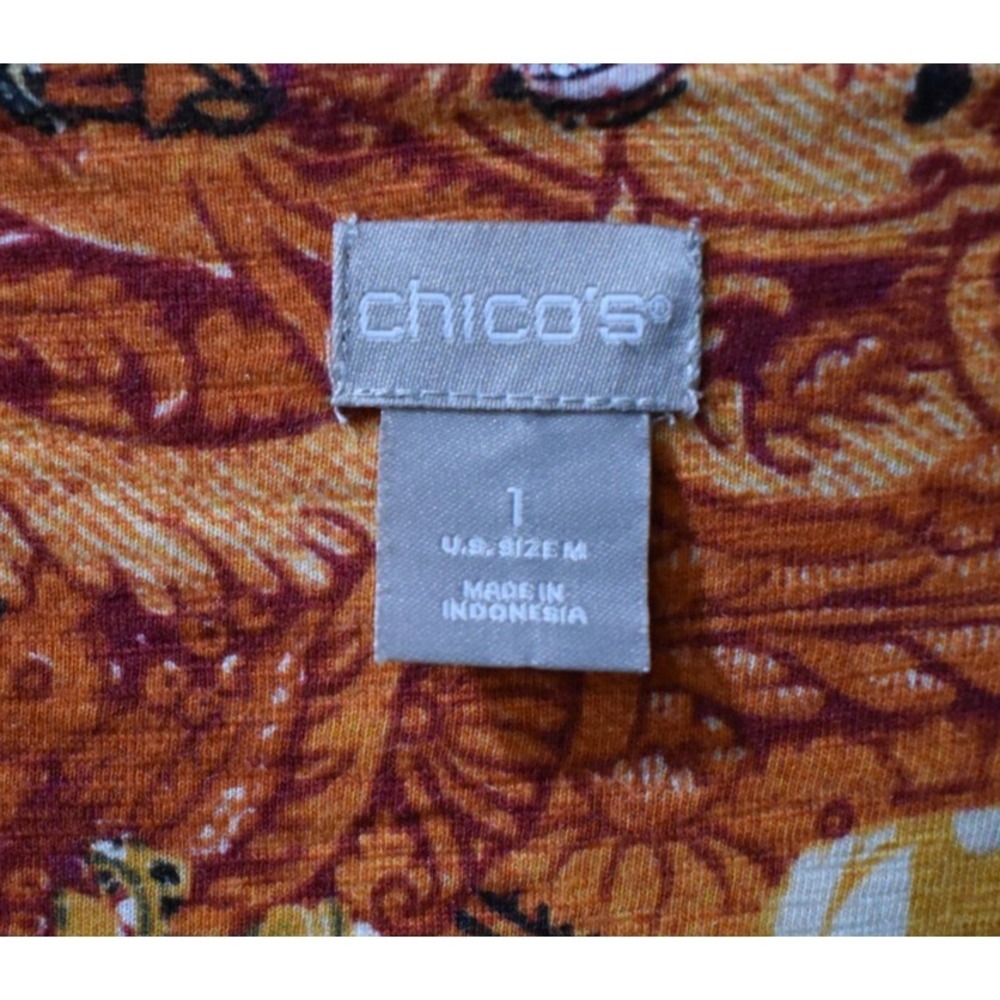 Chicos 1/Mediume Mix Print Tunic Top Multicolor Business Casual 3/4 Sleeve Vneck - Picture 5 of 15